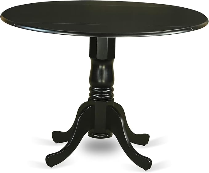 East West Furniture DLAN5-BLK-C 5 Piece Dining Room Table Set Includes a Round - Image 3