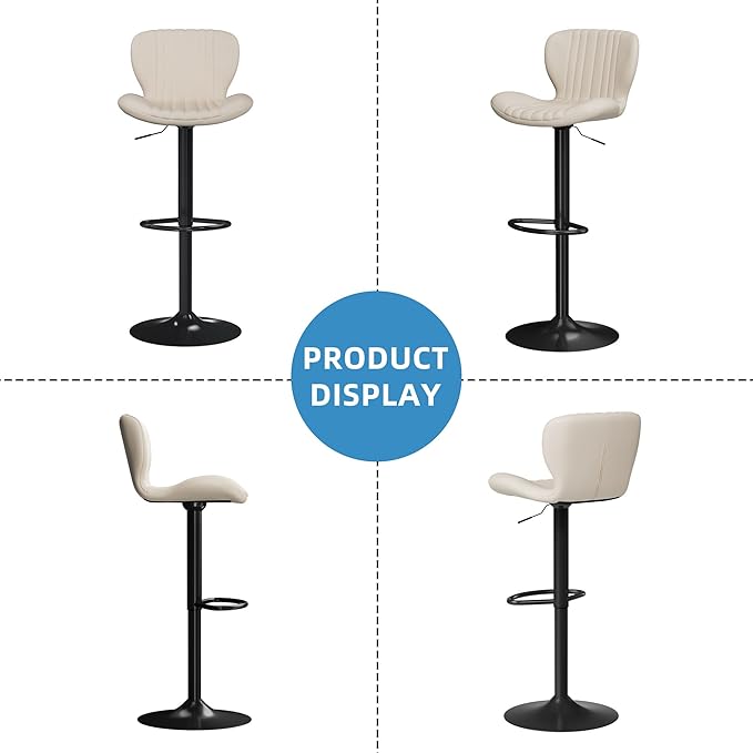 Shintenchi Bar Stools Set of 2 Modern Swivel Bar Chairs, Counter Height Faux - Image 6