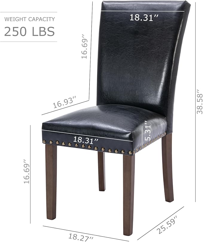 COLAMY Upholstered Parsons Dining Chairs Set of 2, PU Leather Dining Room - Image 3