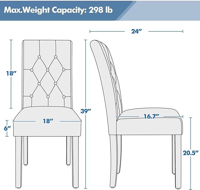 Yaheetech Dining Chairs Set of 6 Modern Style Faux Leather Dining Room Chairs - Image 3