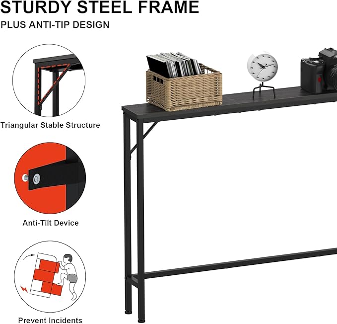 Tohomeor Skinny 5.9" Console Table 47.24" Narrow Long Sofa Table - Image 6