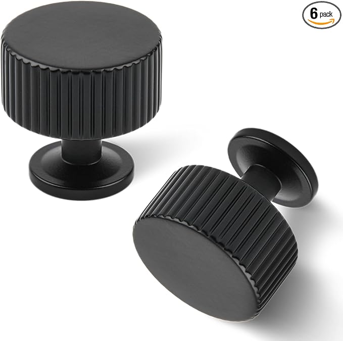 Matt Black Kitchen Cabinet Knob, 6 Pack Solid Brass Dresser Drawer Pulls by SALISENG