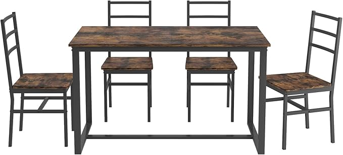 5-Piece Dining Table Set with 4 Chairs, 47.2" Kitchen Table Chairs Set of 4 - Image 8