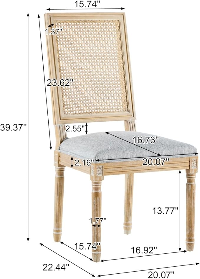 Merax Upholstered Solid Wood Dining Chairs Set of 4, French Country Style - Image 2