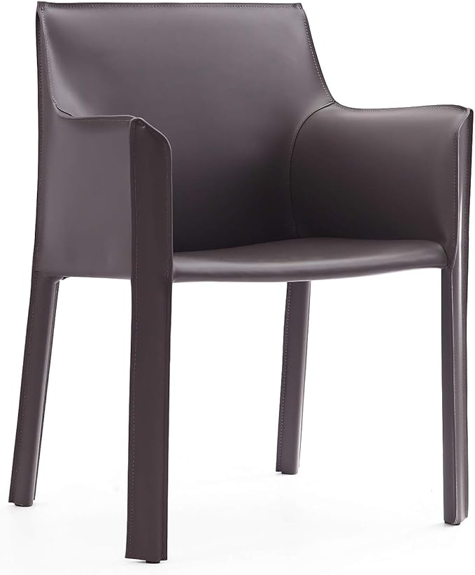 Manhattan Comfort Paris Modern Saddle Leather Dining Chairs, Metal Frame - Image 3
