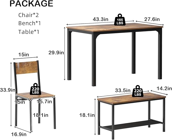 SogesHome Kitchen Table Set for 4, Compact Dining Table Chair Set - Image 4