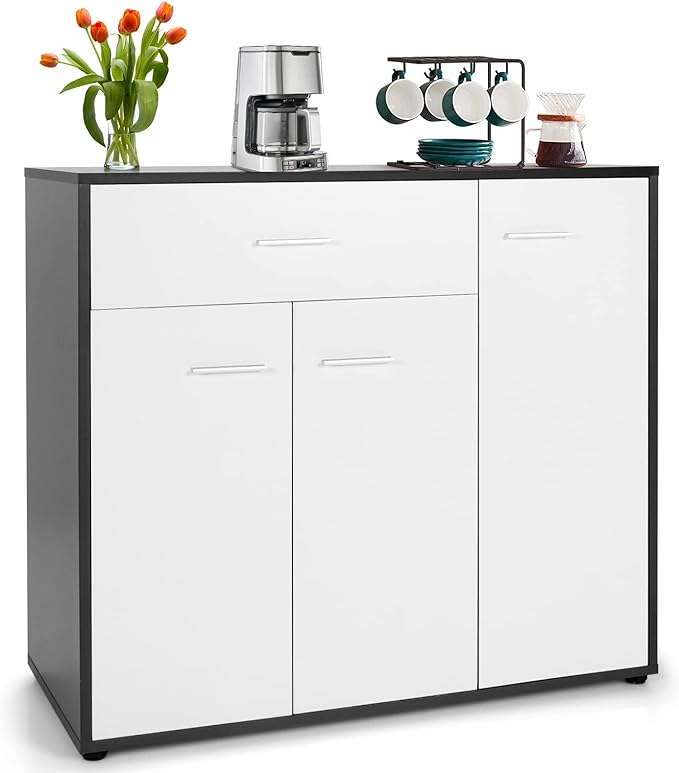 COSTWAY Buffet Sideboard Storage Cabinet, 2 Door Cabinets, Large Drawer by COSTWAY
