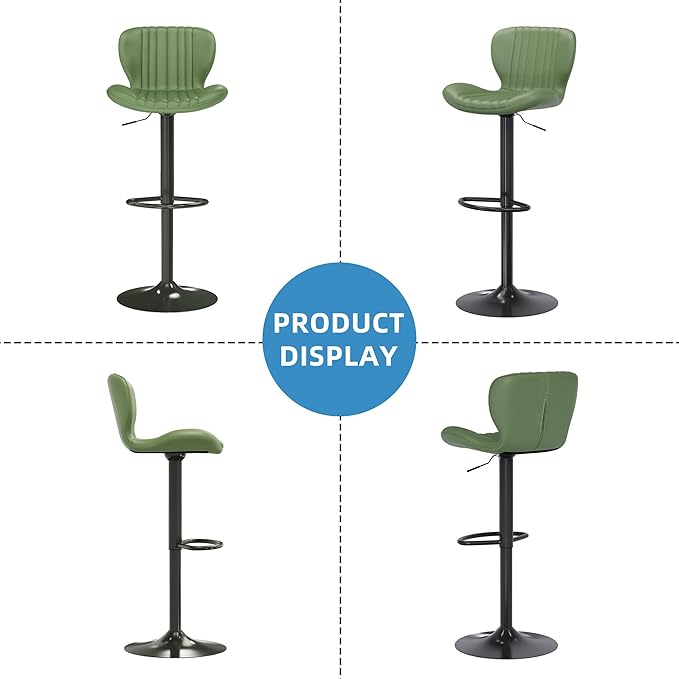 Shintenchi Bar Stools Set of 4 Modern Swivel Bar Chairs, Counter Height Faux - Image 7