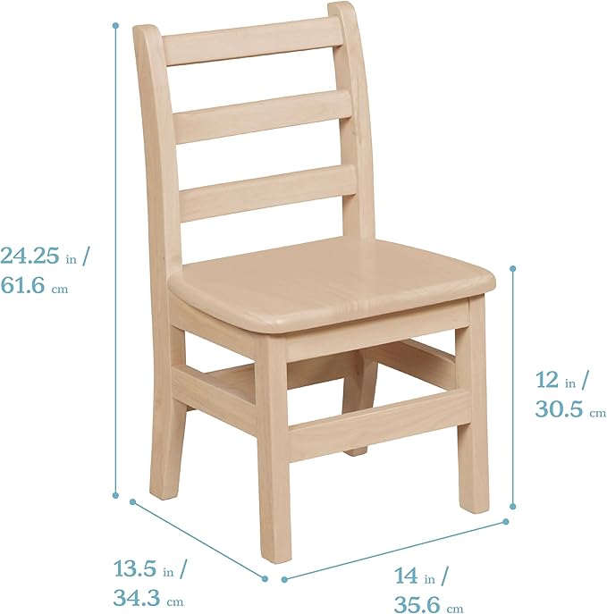 ECR4Kids 30in x 30in Square Hardwood Table and Chair Set, 12in Seat Height - Image 3