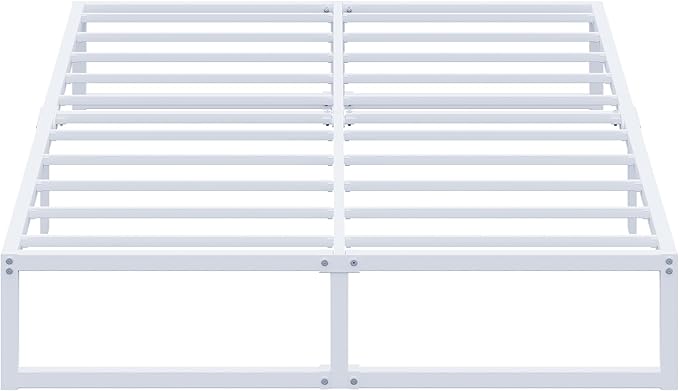 EMODA 12 Inch White Queen Bed Frame, Metal Queen Platform Bed Frame No Box - Image 7