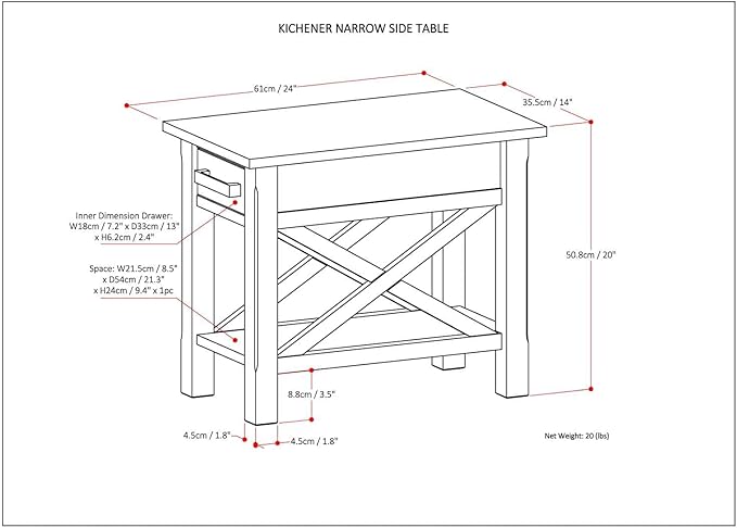 SIMPLIHOME Kitchener SOLID WOOD 14 inch Wide Rectangle Contemporary Narrow Side - Image 10