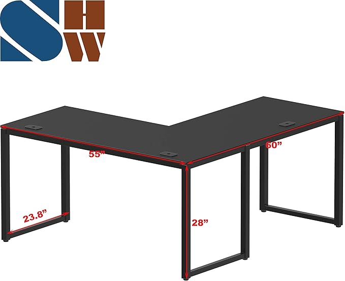 SHW 55 x 60 Inches Commercial-Grade L-Shape Corner Office Computer Desk - Image 3