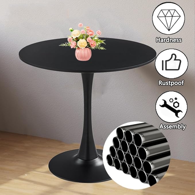 31.2" Tulip Dining Table, Mid-Century Modern Style, Round MDF Top - Image 7
