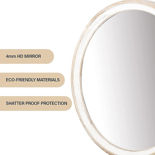 24 Inches Wooden Round Wall Mirror - Image 2