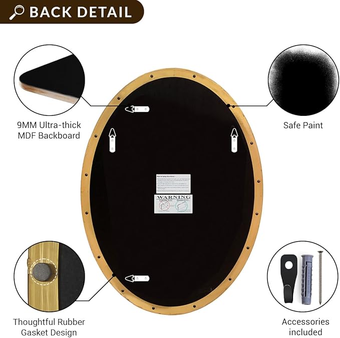 ANDY STAR Gold Oval Mirrors for Bathroom, 24x32 Inch Brushed Gold Stainless - Image 7