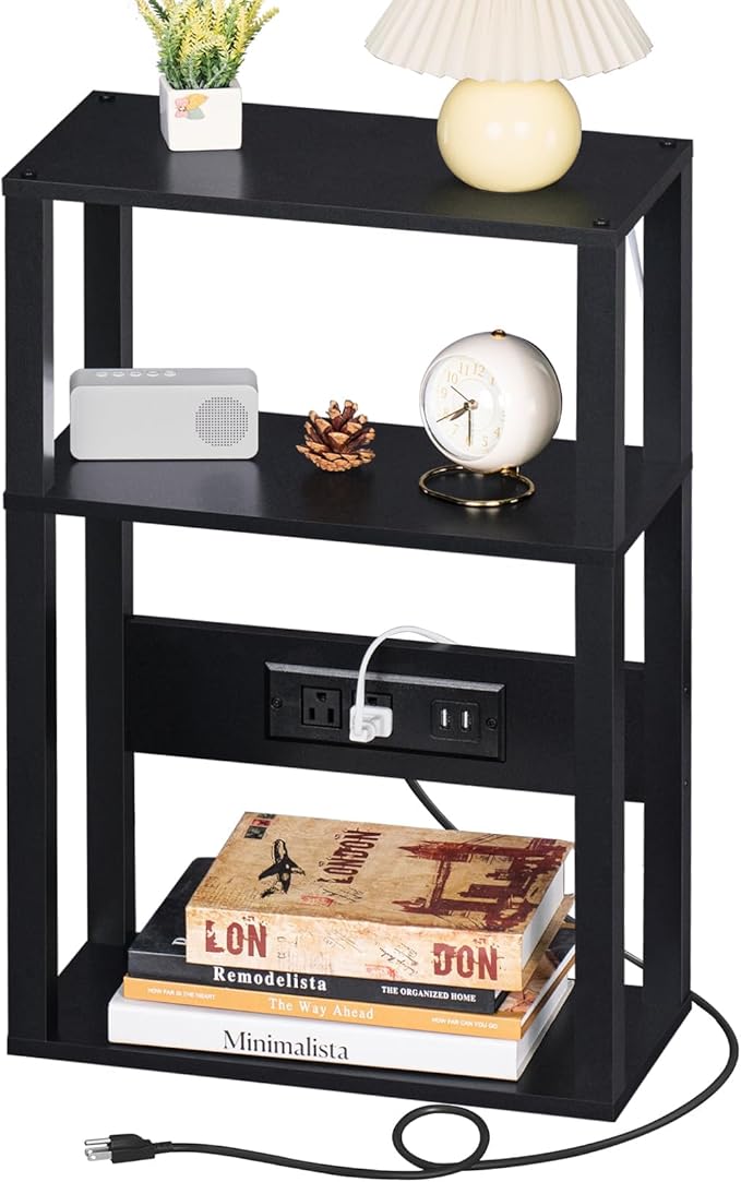 3-Tier Small Narrow Wood Side Table by YUFAM