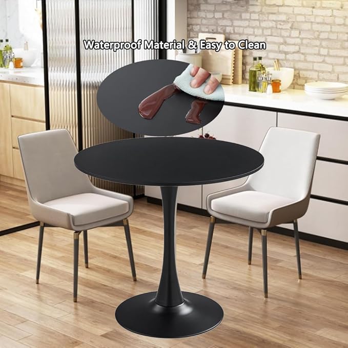 31.2" Tulip Dining Table, Mid-Century Modern Style, Round MDF Top - Image 3