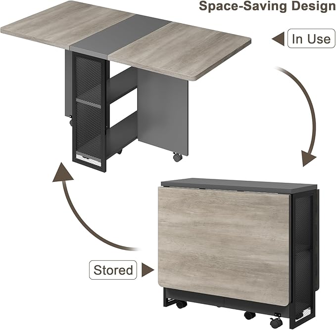 GarveeHome Folding Dining Table, Space Saving Farmhouse Dining Table - Image 8