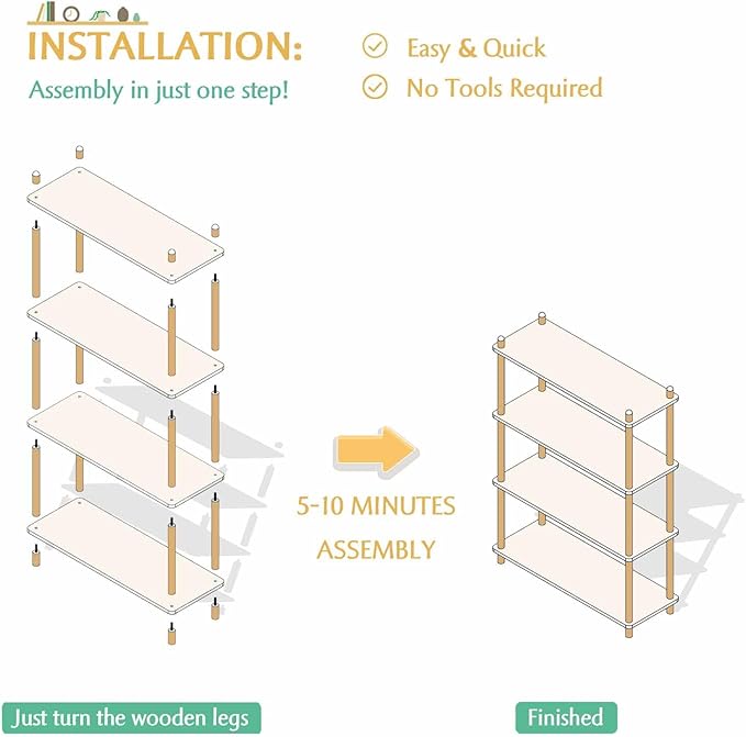 IOTXY 5-Tier Wooden Shelf Bookcase - Image 9