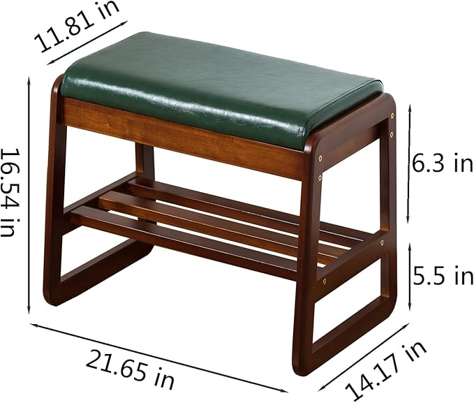 Solid Wood Shoe Bench, 2-Tier Entryway Bench - Image 2