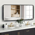 Black Bathroom Mirror 72X36 Inch, Rounded Rectangle Matte Bathroom Vanity Mirror by JISOSO