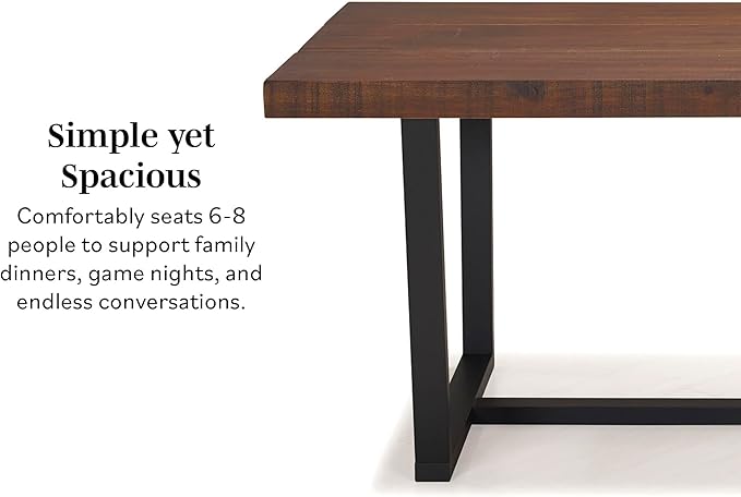 Walker Edison Durango Distressed Solid Wood Dining Table, 72 Inch, Rustic Oak - Image 5