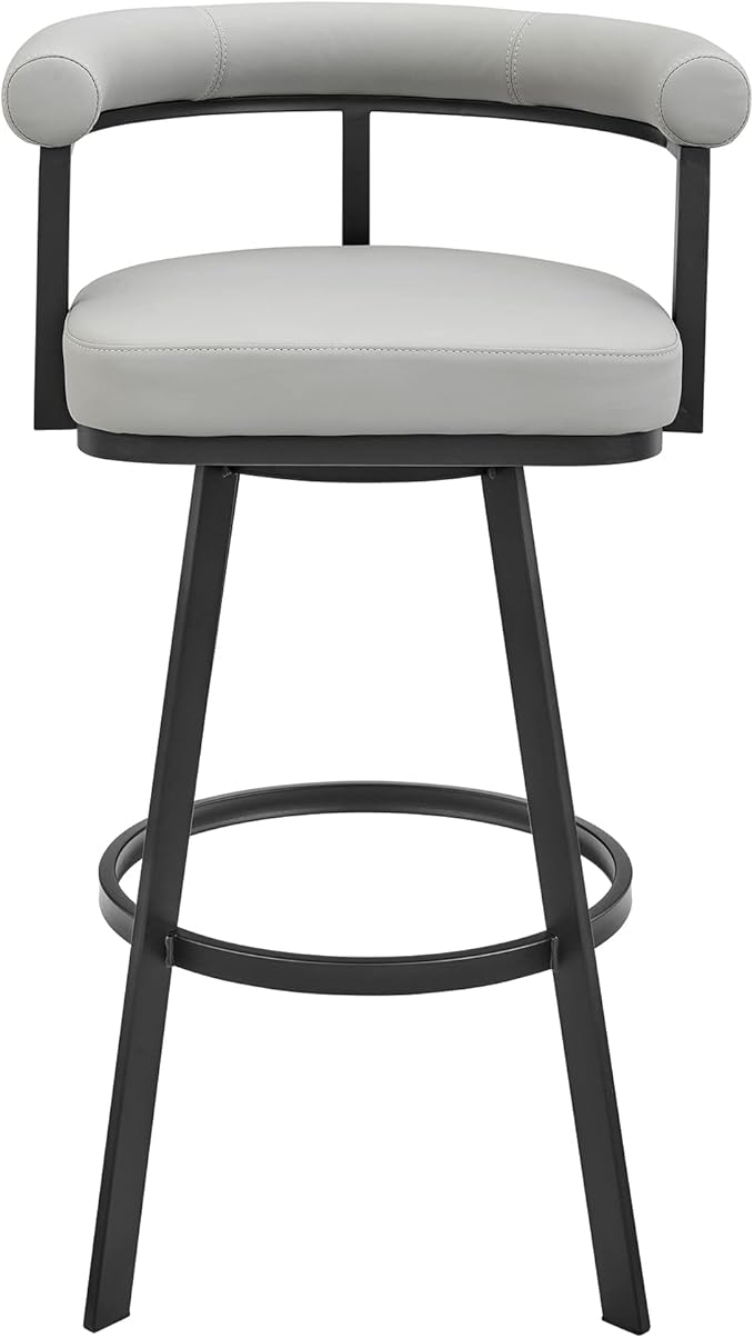 Armen Living Magnolia Swivel Bar Stool in Black Metal - Image 4