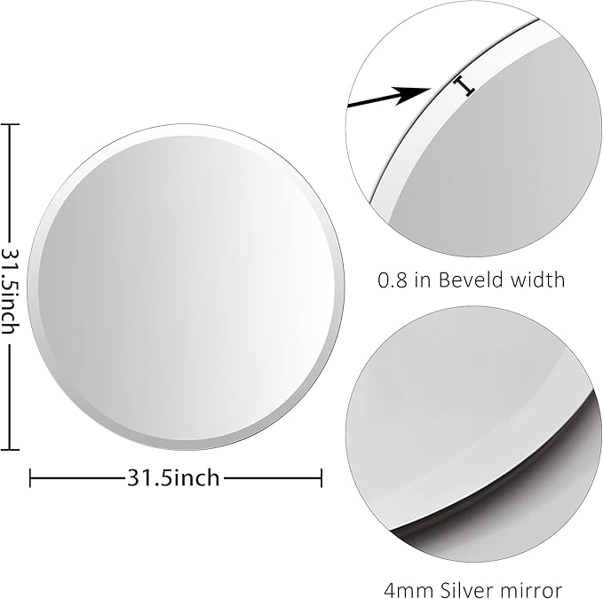 KOHROS Round Bathroom Mirror 32" x 32" Large Circle Mirror - Image 2