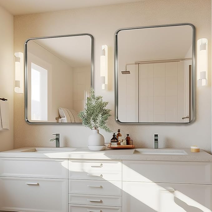 ANDY STAR 40x36 Inch Chrome Bathroom Mirror, Chrome Vanity Mirror - Image 8
