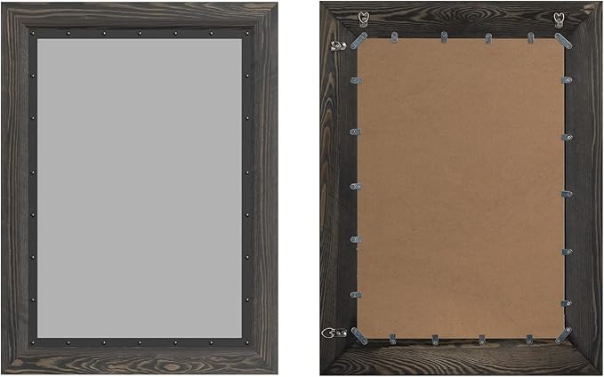 YOSHOOT Rustic Wooden Framed Wall Mirror, Natural Wood and Iron Bathroom Vanity - Image 3