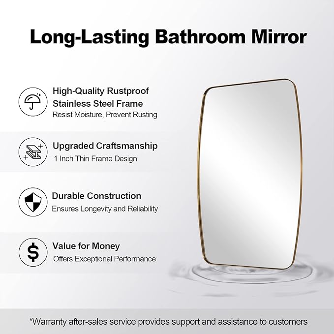 ANDY STAR Gold Oblong Mirror, 32x40 Inch Gold Oval Mirror - Image 8