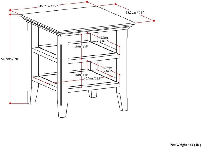 SIMPLIHOME Acadian SOLID WOOD 19 inch Wide Square Transitional End Table in - Image 3