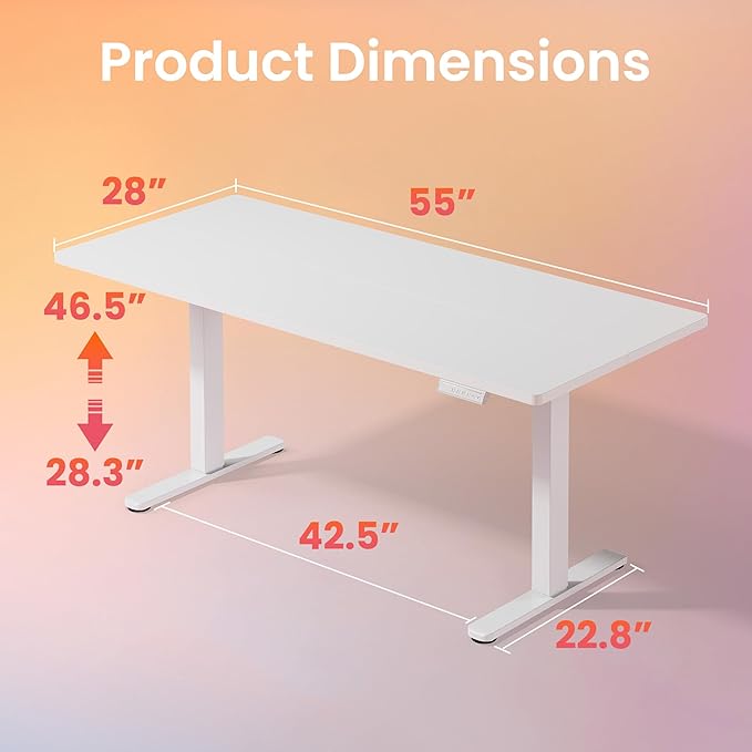 HUANUO 55 x 28 inch Electric Standing Desk Adjustable Height, 4 Memory Height - Image 2