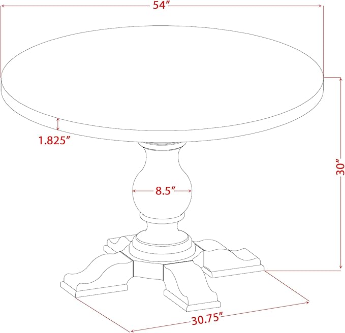 I55-11-TP Breakfast Table with Acacia Wood Round Tabletop and Stylish Pedestal - Image 12