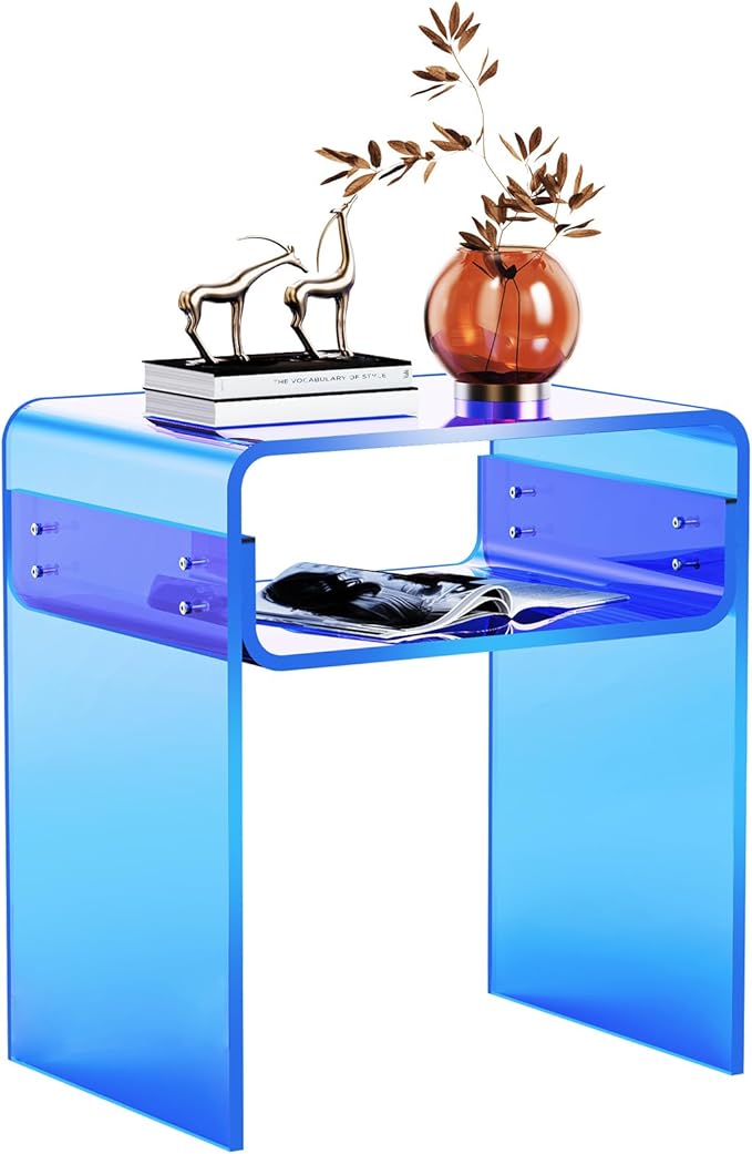 Clear Acrylic End Table 2-Tier Bedside nightstand - Image 9