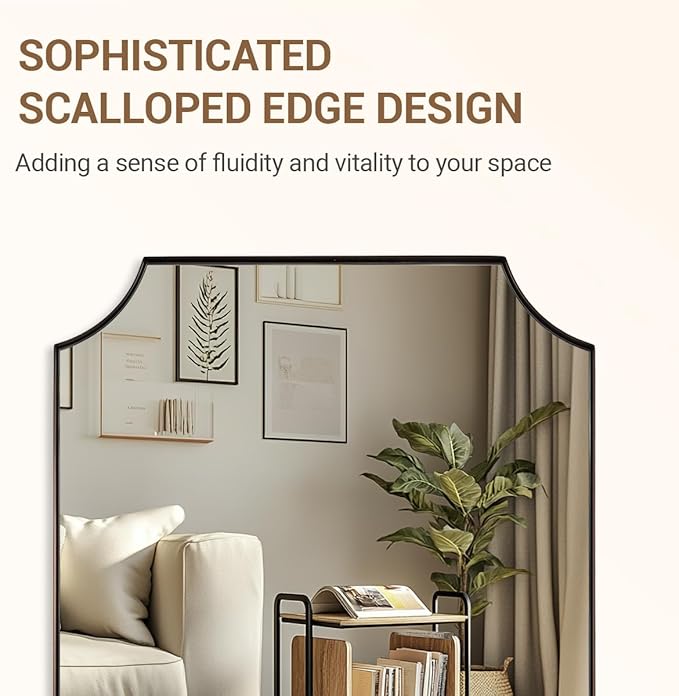 ANDY STAR Brushed Bronze Bathroom Mirror, 24x36 Inch Scalloped Mirror - Image 5