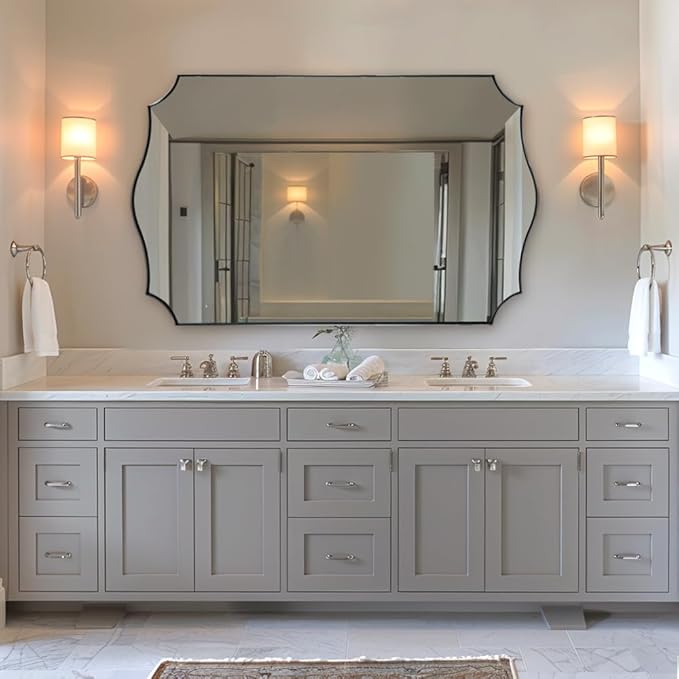ANDY STAR 30x48 Inch Large Bathroom Mirror, Brushed Nickel Asymmetrical Mirror - Image 6