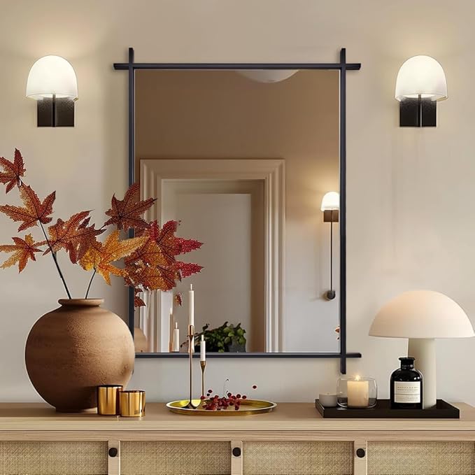 ANDY STAR Black Bathroom Vanity Mirror, 22x30 Inch Vintage Cross Corner Mirrors - Image 4