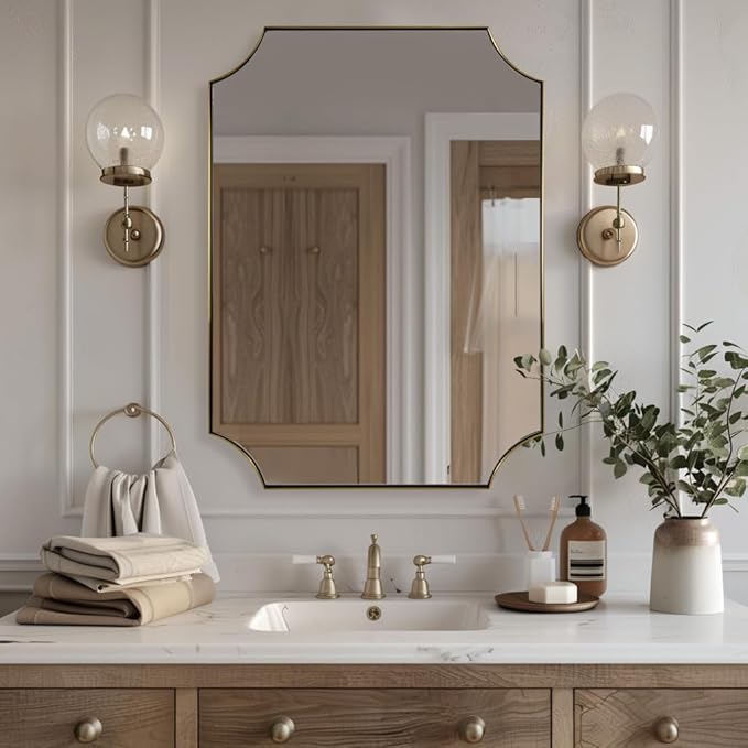ANDY STAR Gold Vanity Mirror, 24x32 Inch Scalloped Mirror - Image 4