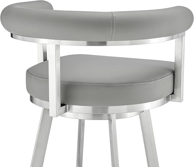 Armen Living Magnolia Swivel Bar Stool in Brushed Stainless Steel - Image 8