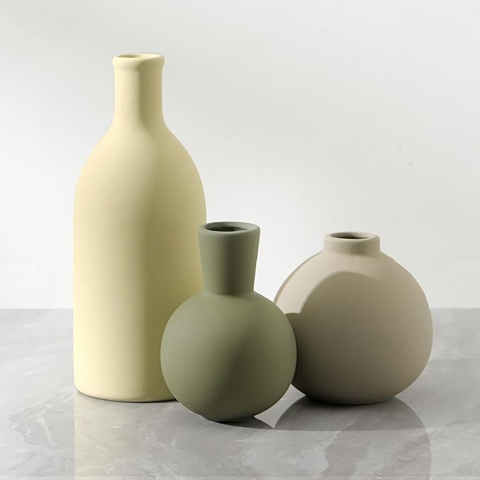 Vase Set of 3, Ceramic Vases Home Decor Flower Decorative Table Decor Vase by ooit