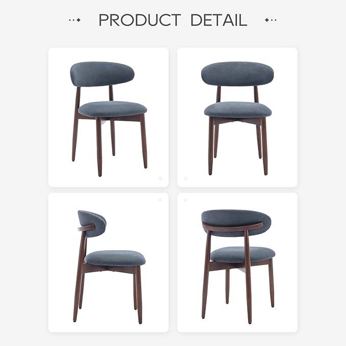 COLAMY Wooden Dining Chairs Set of 4, Modern Fabric Upholstered Kitchen Chairs - Image 9