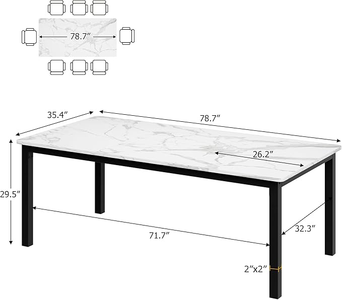 GarveeHome 78.7in Industrial Dining Table - Image 2