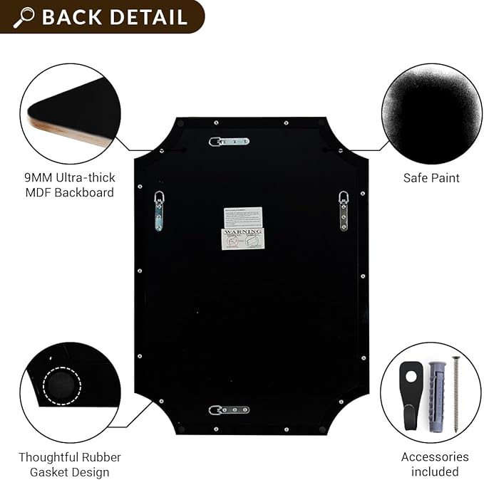 ANDY STAR 30x48 Inch Mirror, Matte Black Bathroom Vanity Mirror, Scalloped - Image 9