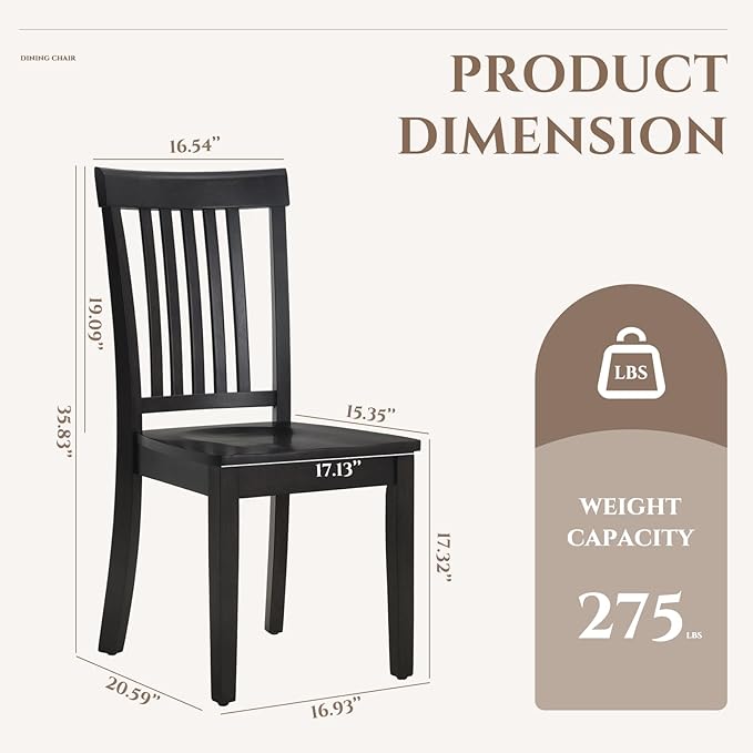 COLAMY Wooden Dining Room Chairs Set of 2, Spindle High Back Windsor Kitchen - Image 2