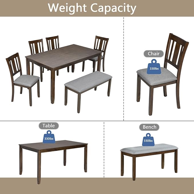 KEIKI 6-Piece Standard Height Dining Table Set - Image 7