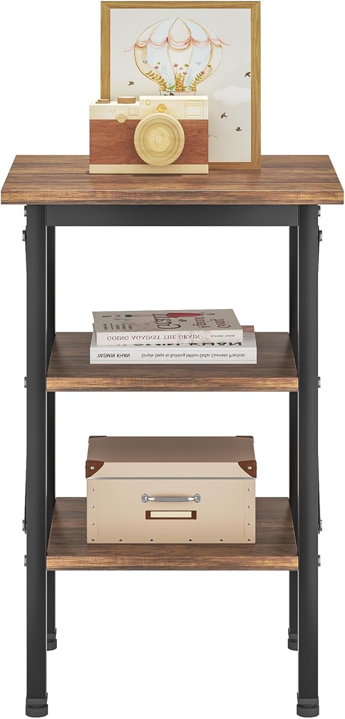 VECELO End Table, Bedside Table, X-Design Reinforced Nightstands, Side Table - Image 4