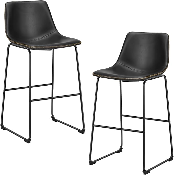 DUMOS 26 Inch Counter Height Bar Stools Set of 2, Modern Faux Leather High by DumosLifestyle