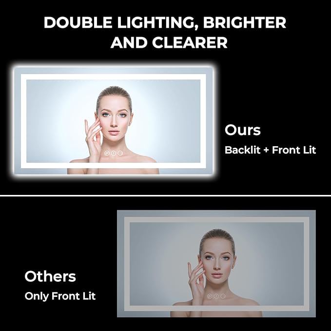 55x30 Inch LED Bathroom Mirror - Image 3