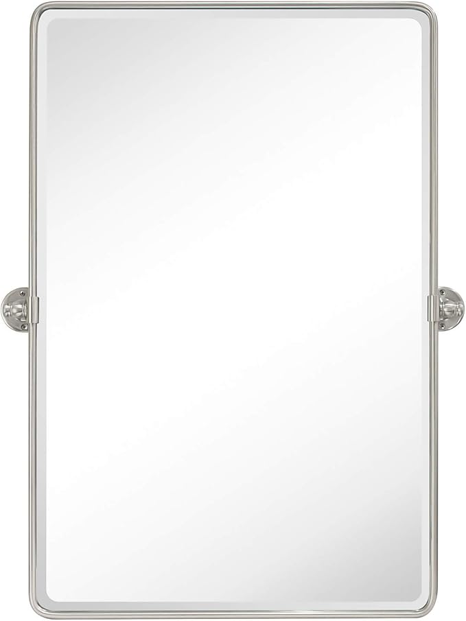 TEHOME 27 x 35'' Farmhouse Brush Nickel Metal Framed Pivot Rectangle Bathroom - Image 2